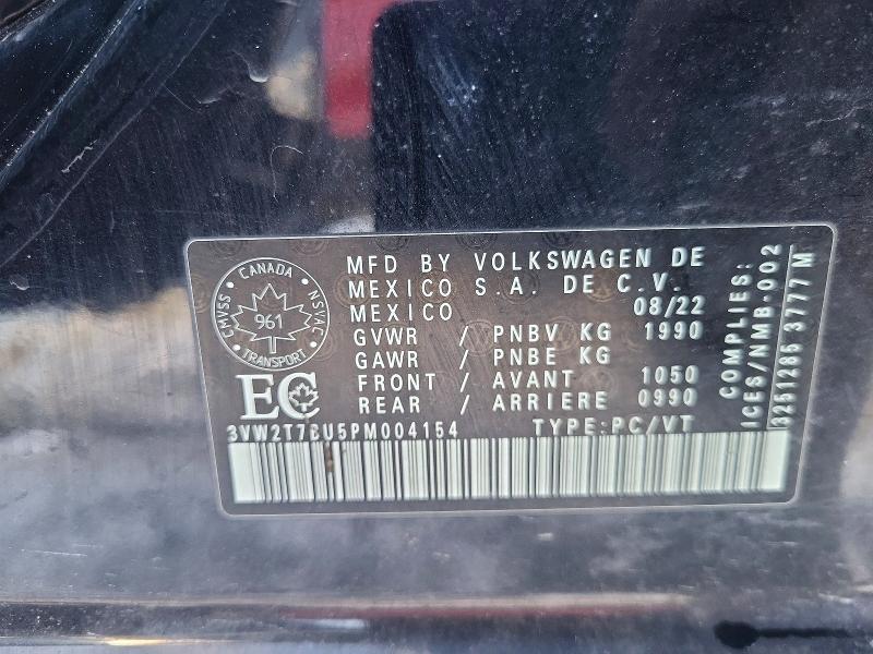 72944155 :رقم المزاد ، 3VW2T7BU5PM004154 vin ، 2023 Volkswagen Jetta مزاد بيع