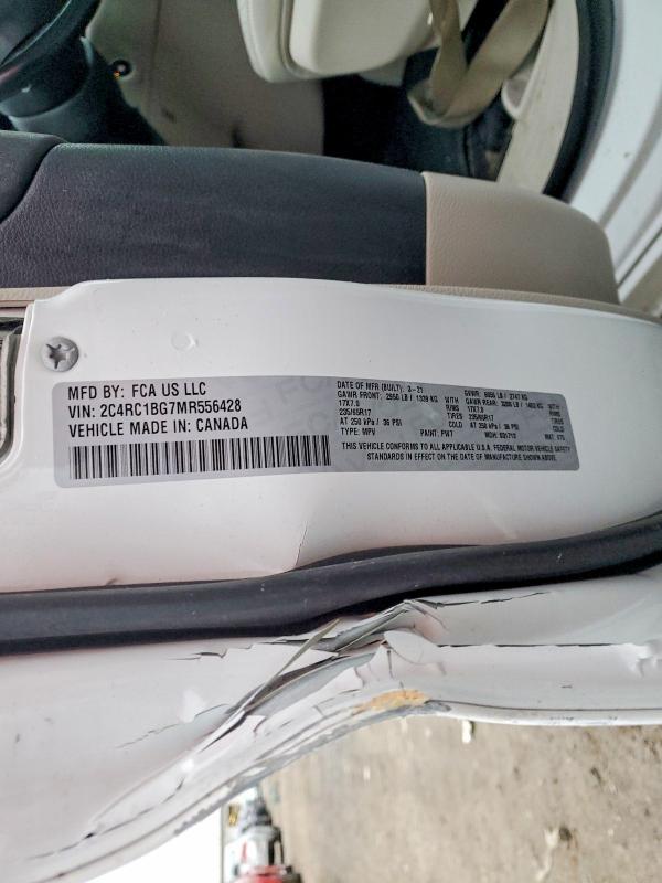 99180535 :رقم المزاد ، 2C4RC1BG7MR556428 vin ، 2021 Chrysler Pacifica مزاد بيع