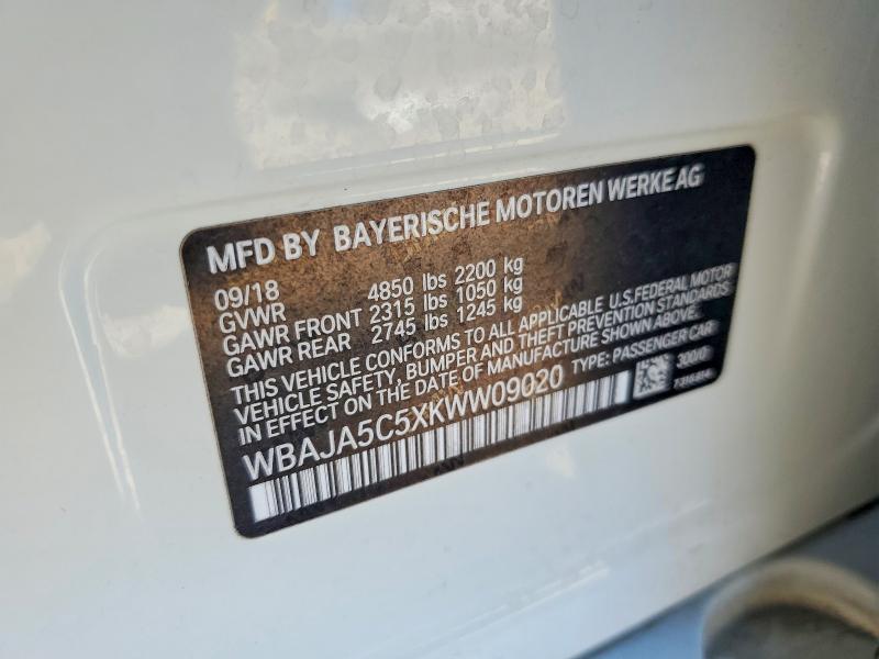 Aukcja sprzedaży 2019 Bmw 530, vin: WBAJA5C5XKWW09020, numer aukcji: 73024755