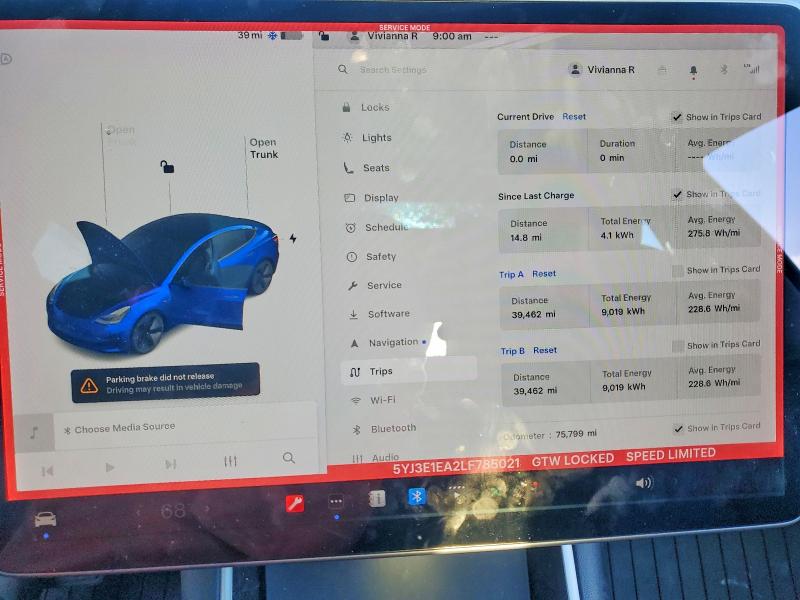 Продаж на аукціоні авто 2020 Tesla Model 3, vin: 5YJ3E1EA2LF785021, номер лоту: 72396895