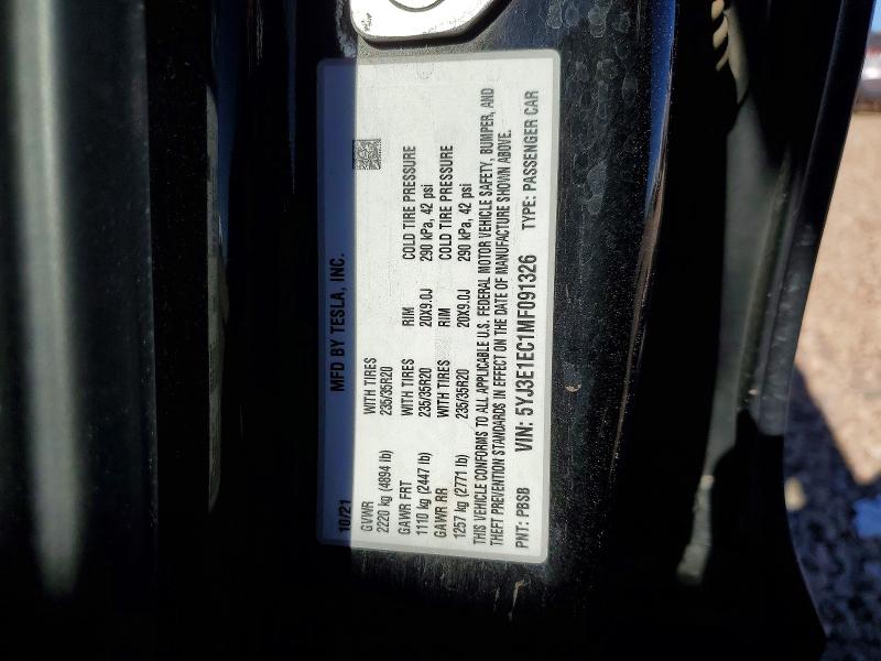 Aukcja sprzedaży 2021 Tesla Model 3, vin: 5YJ3E1EC1MF091326, numer aukcji: 98713665