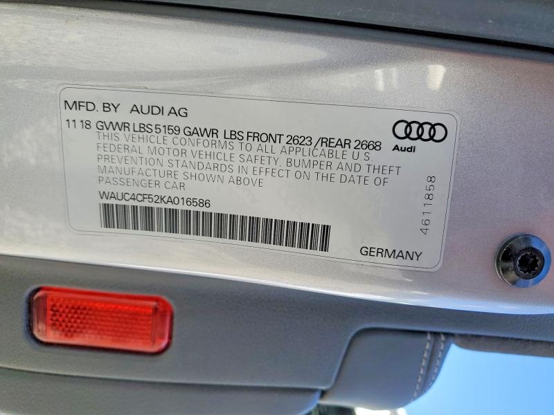 Aukcja sprzedaży 2019 Audi S5, vin: WAUC4CF52KA016586, numer aukcji: 72691385