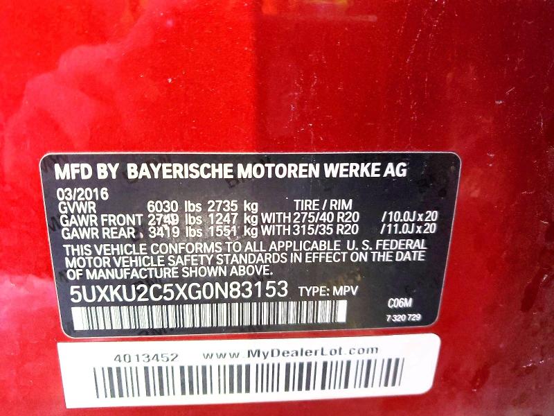 Продажа на аукционе авто 2016 Bmw X6, vin: 5UXKU2C5XG0N83153, номер лота: 74860045