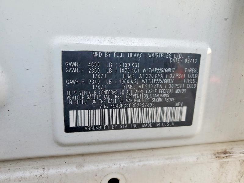 Aukcja sprzedaży 2013 Subaru Outback, vin: 4S4BRDKC3D2297803, numer aukcji: 74108965