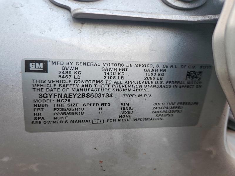2011 Cadillac Srx მანქანა იყიდება აუქციონზე, vin: 3GYFNAEY2BS603134, აუქციონის ნომერი: 98537355