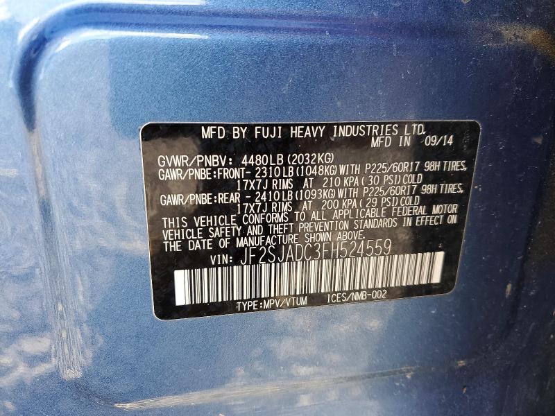 Aukcja sprzedaży 2015 Subaru Forester, vin: JF2SJADC3FH524559, numer aukcji: 72824965