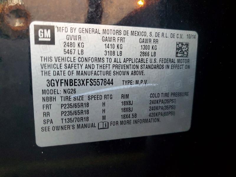 72550285 :رقم المزاد ، 3GYFNBE3XFS557844 vin ، 2015 Cadillac Srx مزاد بيع