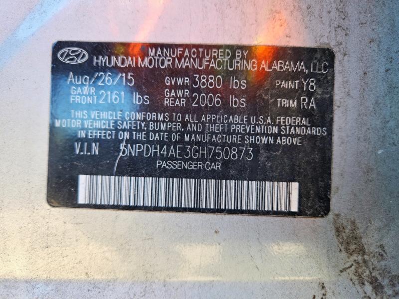 Продаж на аукціоні авто 2016 Hyundai Elantra, vin: 5NPDH4AE3GH750873, номер лоту: 72397405