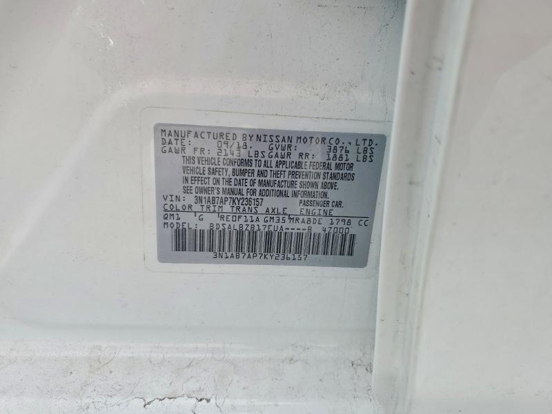 95983135 :رقم المزاد ، 3N1AB7AP7KY236157 vin ، 2019 Nissan Sentra مزاد بيع