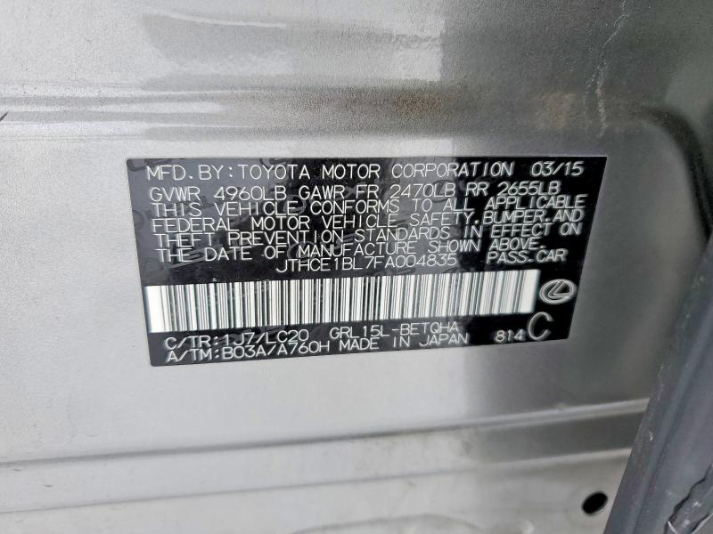 Aukcja sprzedaży 2015 Lexus Gs, vin: JTHCE1BL7FA004835, numer aukcji: 97197405