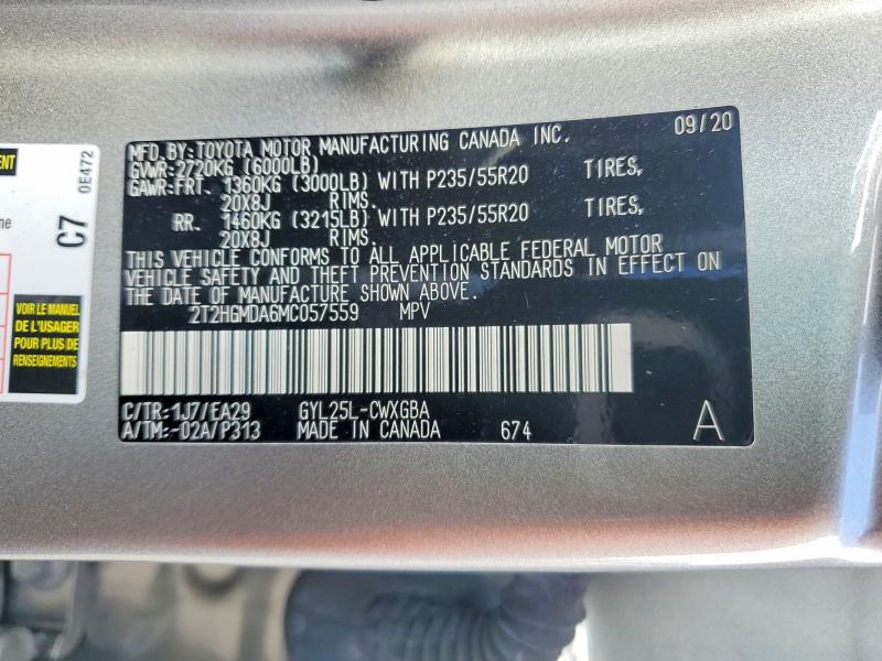 99735905 :رقم المزاد ، 2T2HGMDA6MC057559 vin ، 2021 Lexus Rx مزاد بيع