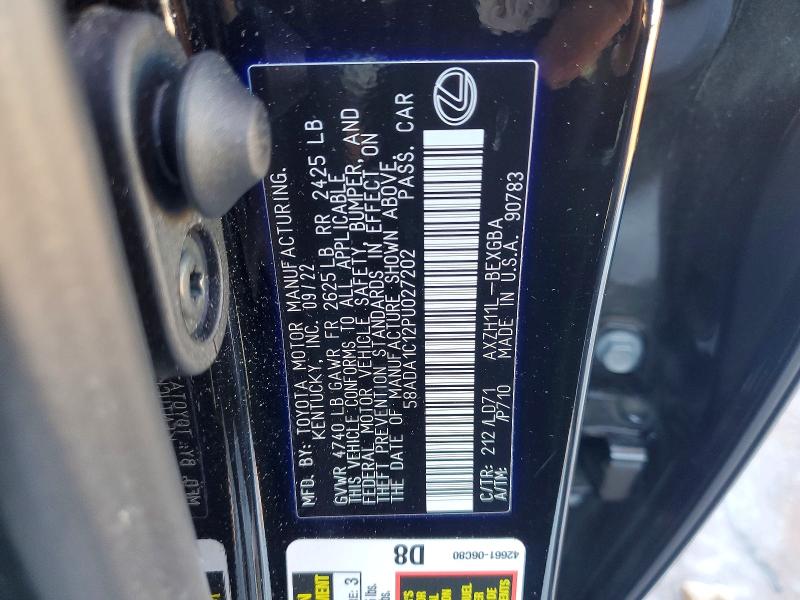 Aukcja sprzedaży 2023 Lexus Es 300h, vin: 58ADA1C12PU027202, numer aukcji: 74838915