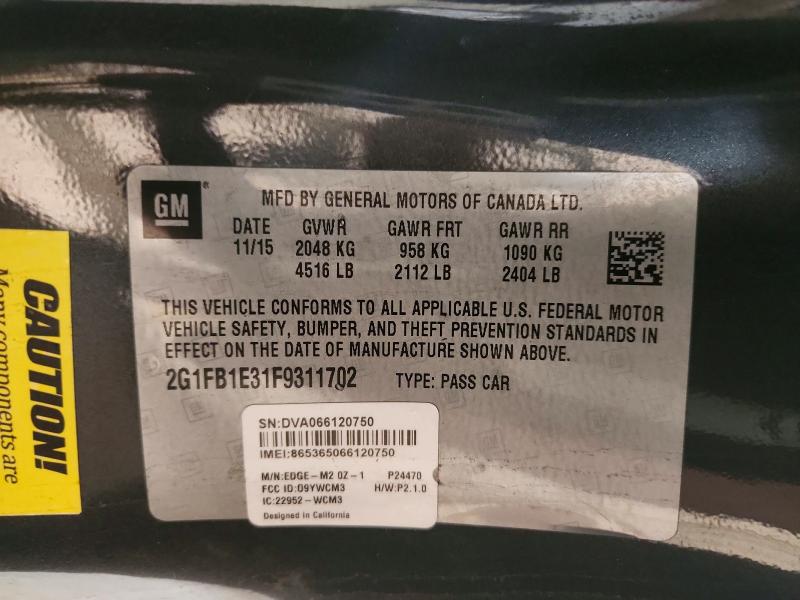 74072405 :رقم المزاد ، 2G1FB1E31F9311702 vin ، 2015 Chevrolet Camaro مزاد بيع
