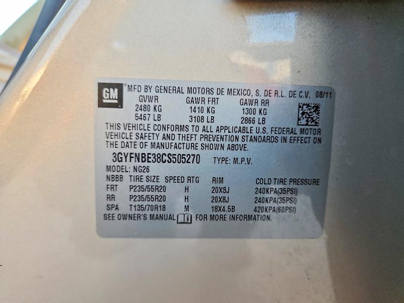 Продаж на аукціоні авто 2012 Cadillac Srx, vin: 3GYFNBE38CS505270, номер лоту: 74264635