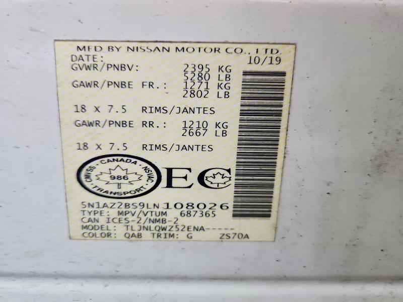 Продаж на аукціоні авто 2020 Nissan Murano, vin: 5N1AZ2BS9LN108026, номер лоту: 72688125