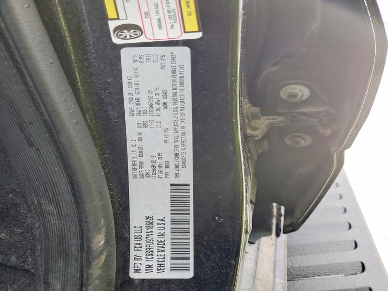 2022 Ram 1500 მანქანა იყიდება აუქციონზე, vin: 1C6SRFU97NN186826, აუქციონის ნომერი: 98934995