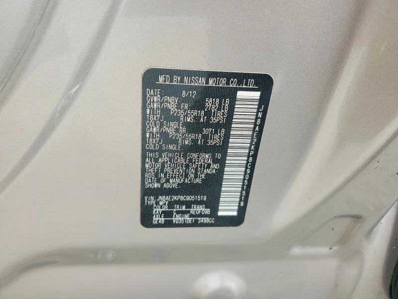 Aukcja sprzedaży 2012 Nissan Quest S, vin: JN8AE2KP8C9051519, numer aukcji: 74624745