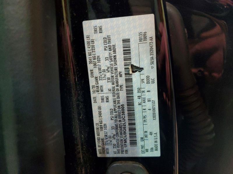 74763215 :رقم المزاد ، 1FMCU9G62LUC38005 vin ، 2020 Ford Escape مزاد بيع