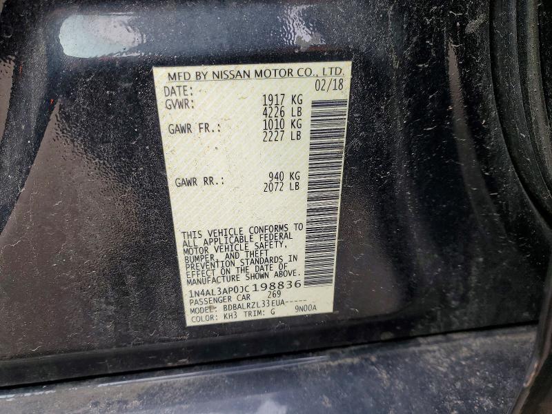 73967505 :رقم المزاد ، 1N4AL3AP0JC198836 vin ، 2018 Nissan Altima مزاد بيع