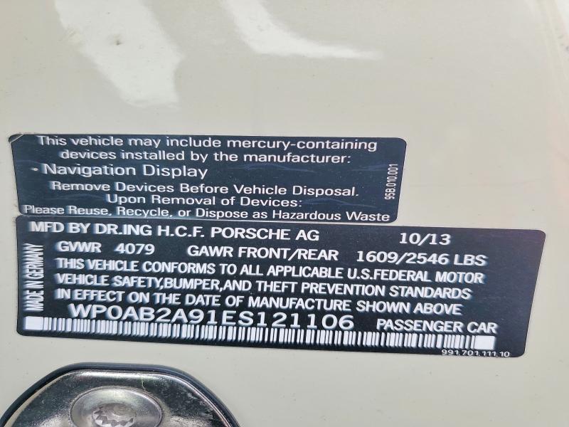 Aukcja sprzedaży 2014 Porsche 911 Carrer, vin: WP0AB2A91ES121106, numer aukcji: 73711795