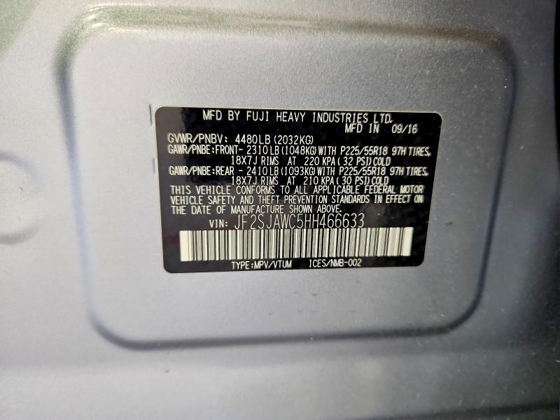 Aukcja sprzedaży 2017 Subaru Forester 2, vin: JF2SJAWC5HH466633, numer aukcji: 72660175