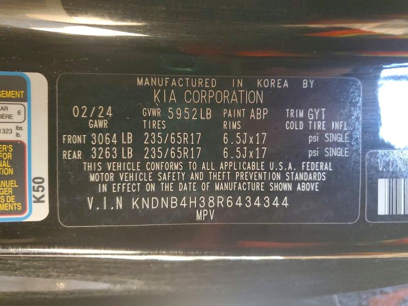 Aukcja sprzedaży 2024 Kia Carnival L, vin: KNDNB4H38R6434344, numer aukcji: 72760985