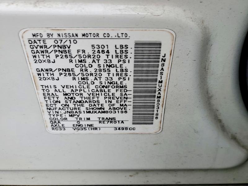 Продажа на аукционе авто 2010 Infiniti Fx35, vin: JN8AS1MUXAM803186, номер лота: 99715885