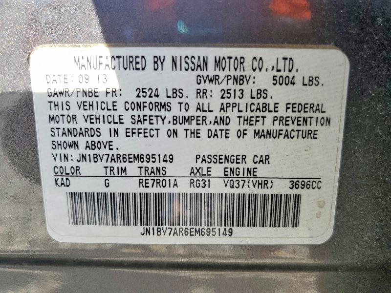 Aukcja sprzedaży 2014 Infiniti Q50 Base, vin: JN1BV7AR6EM695149, numer aukcji: 99601015