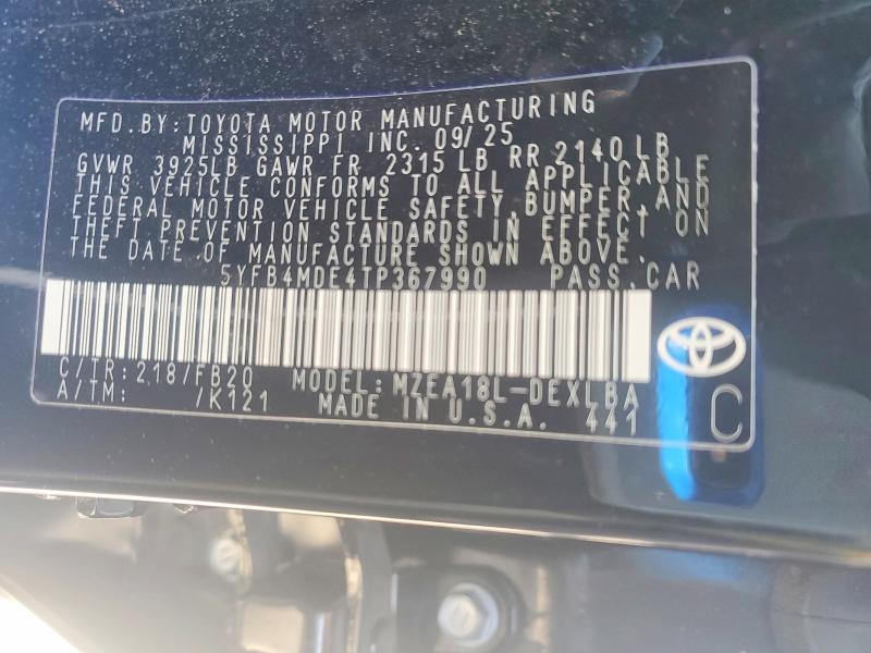 Продажа на аукционе авто 2026 Toyota Corolla, vin: 5YFB4MDE4TP367990, номер лота: 72113435