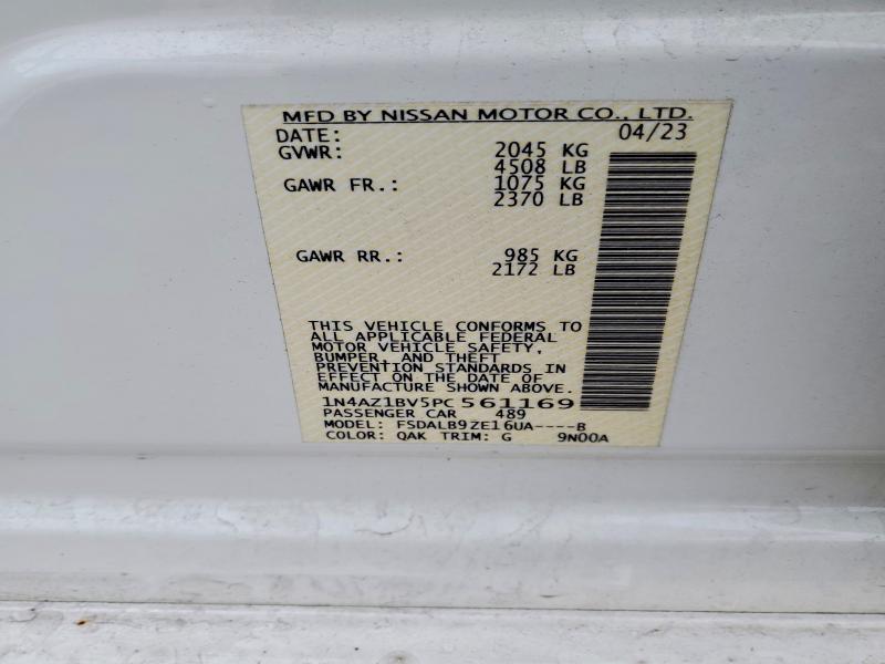 2023 Nissan Leaf მანქანა იყიდება აუქციონზე, vin: 1N4AZ1BV5PC561169, აუქციონის ნომერი: 98609655