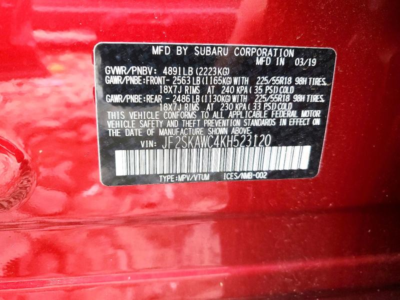 Aukcja sprzedaży 2019 Subaru Forester, vin: JF2SKAWC4KH523120, numer aukcji: 98989005