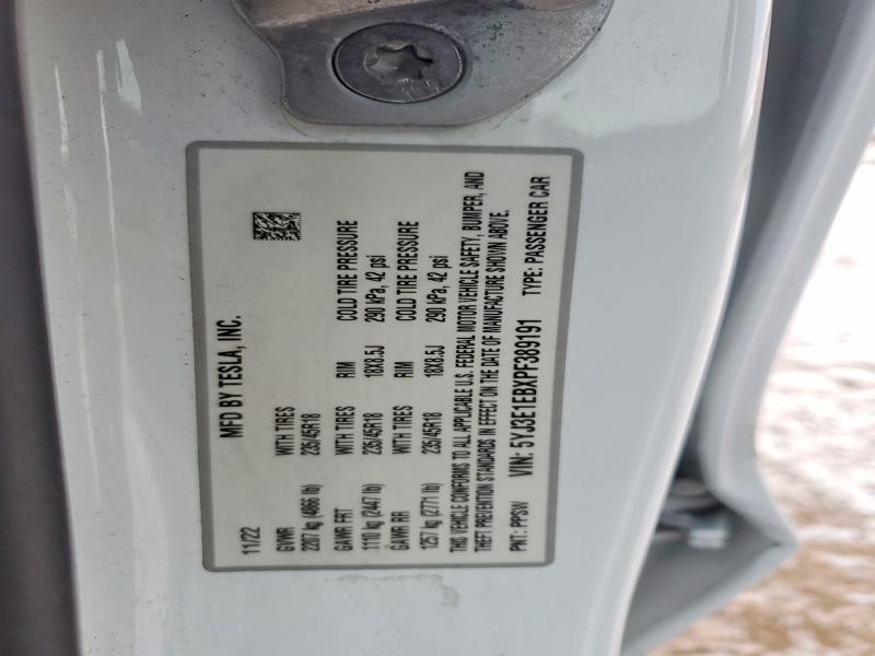 72603525 :رقم المزاد ، 5YJ3E1EBXPF389191 vin ، 2023 Tesla Model 3 مزاد بيع