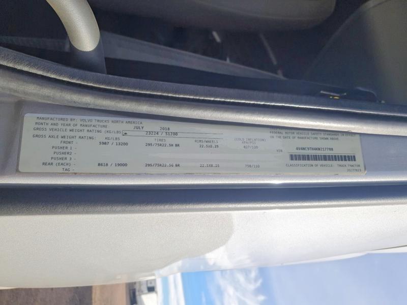 2019 Volvo Vn მანქანა იყიდება აუქციონზე, vin: 4V4NC9TH4KN217788, აუქციონის ნომერი: 55652486