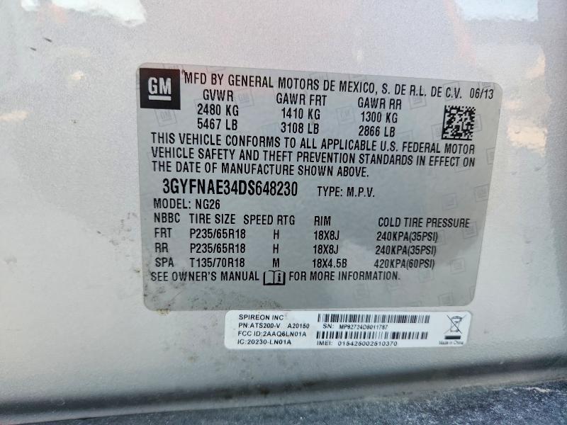 Aukcja sprzedaży 2013 Cadillac Srx, vin: 3GYFNAE34DS648230, numer aukcji: 75178655