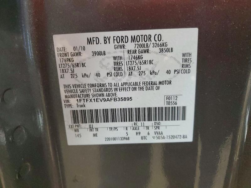 75417295 :رقم المزاد ، 1FTFX1EV9AFB35895 vin ، 2010 Ford F150 Super مزاد بيع