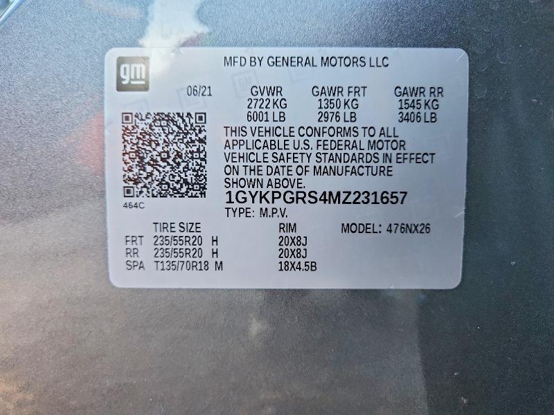 Aukcja sprzedaży 2021 Cadillac Xt6, vin: 1GYKPGRS4MZ231657, numer aukcji: 97190225