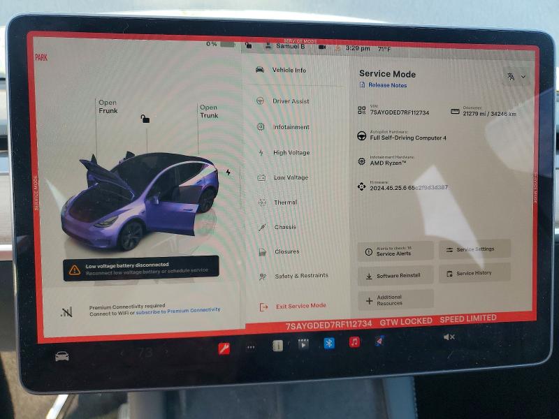 Продажа на аукционе авто 2024 Tesla Model Y, vin: 7SAYGDED7RF112734, номер лота: 99497995