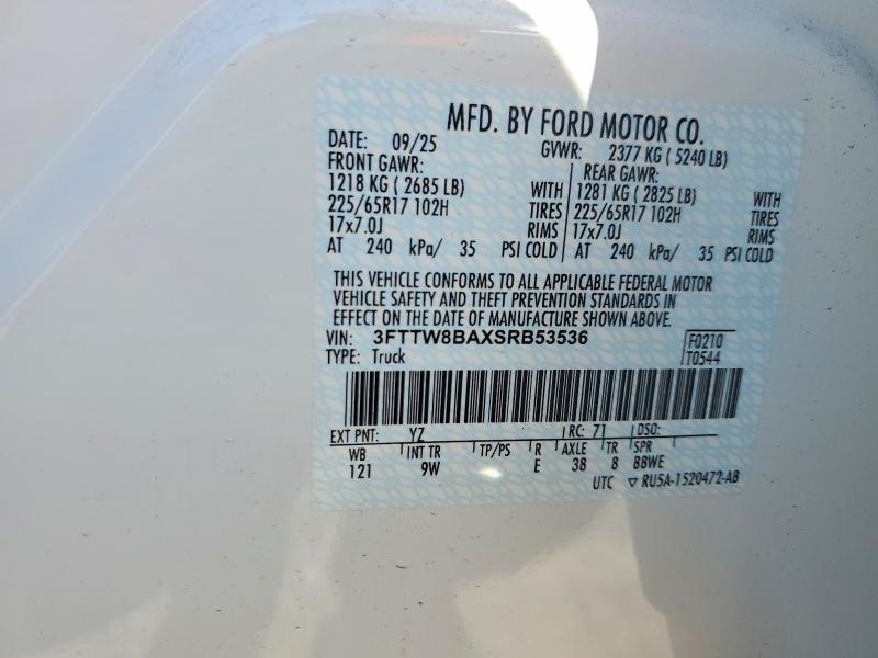 Продажа на аукционе авто 2025 Ford Maverick, vin: 3FTTW8BAXSRB53536, номер лота: 74624535