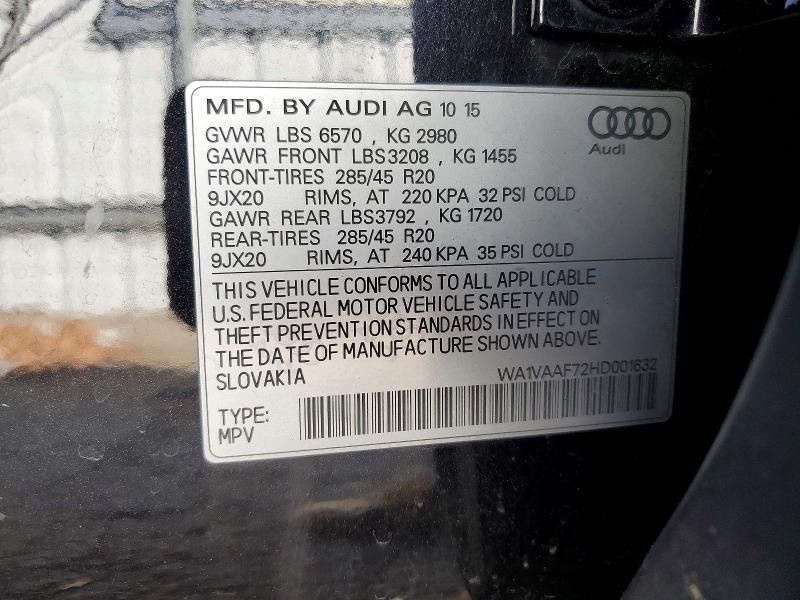 Продаж на аукціоні авто 2017 Audi Q7 Prestig, vin: WA1VAAF72HD001632, номер лоту: 74104275