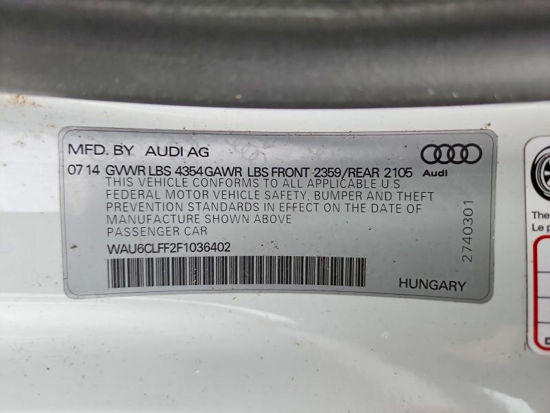 2015 Audi A3 მანქანა იყიდება აუქციონზე, vin: WAU6CLFF2F1036402, აუქციონის ნომერი: 73880485