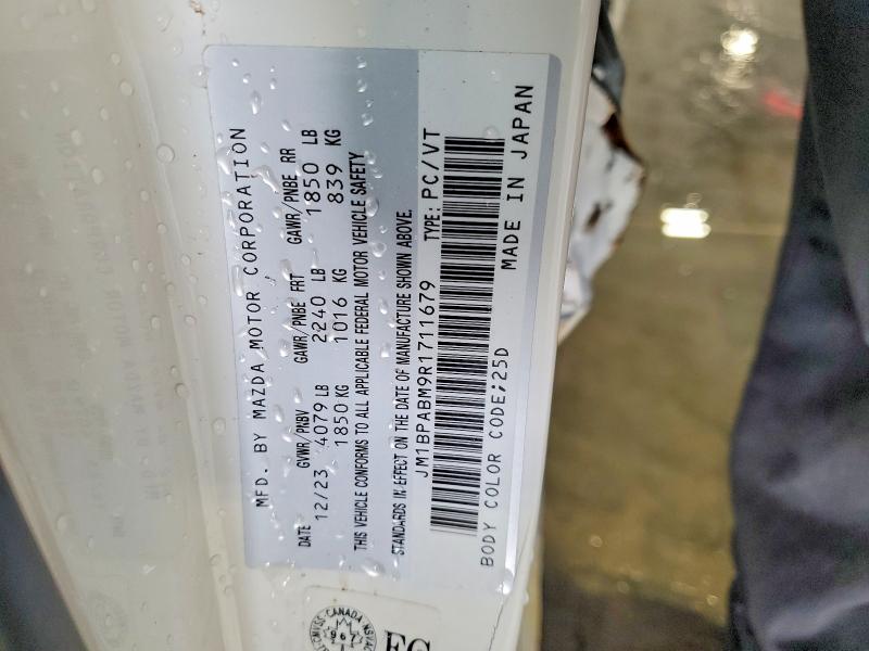 2024 Mazda 3 მანქანა იყიდება აუქციონზე, vin: JM1BPABM9R1711679, აუქციონის ნომერი: 98287485