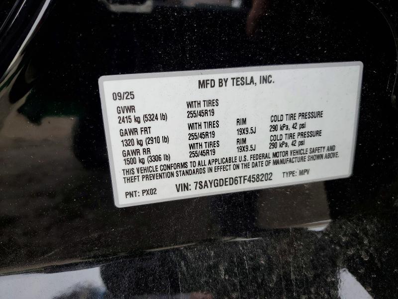 99851095 :رقم المزاد ، 7SAYGDED6TF458202 vin ، 2026 Tesla Model Y مزاد بيع