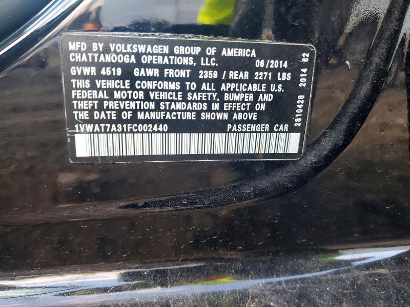 Продажа на аукционе авто 2015 Volkswagen Passat, vin: 1VWAT7A31FC002440, номер лота: 98761165