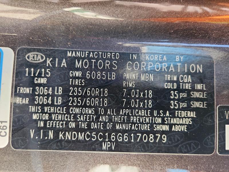 Aukcja sprzedaży 2016 Kia Sedona, vin: KNDMC5C16G6170879, numer aukcji: 75603935