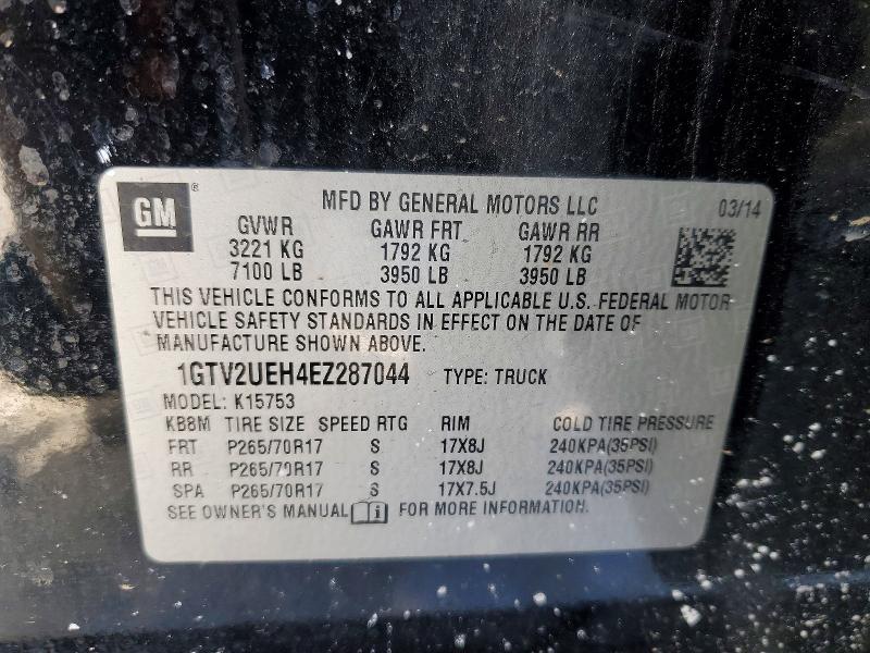 2014 Gmc Sierra მანქანა იყიდება აუქციონზე, vin: 1GTV2UEH4EZ287044, აუქციონის ნომერი: 72862635