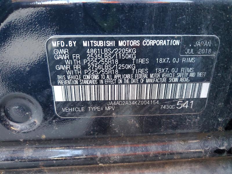 Продаж на аукціоні авто 2019 Mitsubishi Outlander, vin: JA4AD2A34KZ004154, номер лоту: 98044395