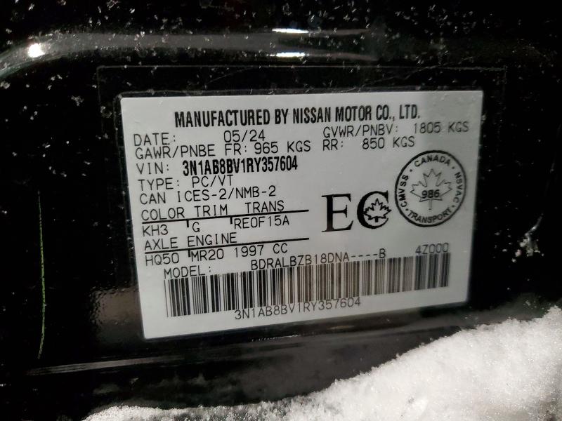 2024 Nissan Sentra მანქანა იყიდება აუქციონზე, vin: 3N1AB8BV1RY357604, აუქციონის ნომერი: 72950905