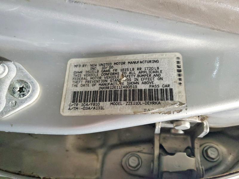 99894865 :رقم المزاد ، 1NXBR12E11Z480519 vin ، 2001 Toyota Corolla مزاد بيع