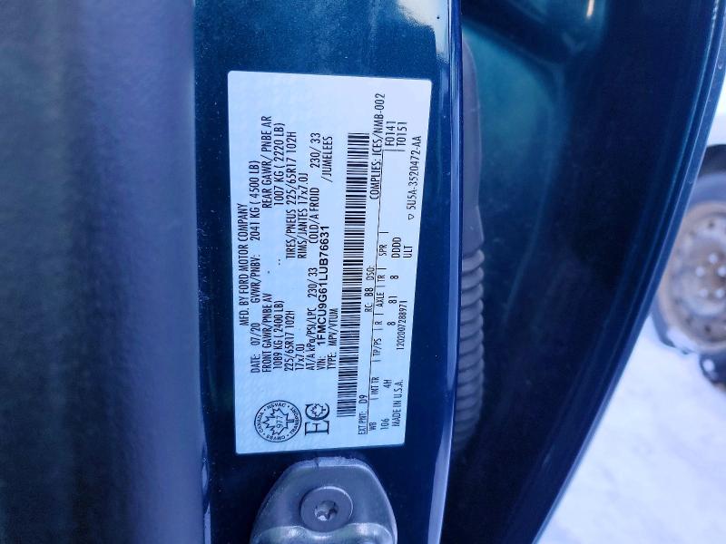 Продаж на аукціоні авто 2020 Ford Escape, vin: 1FMCU9G61LUB76631, номер лоту: 73403985