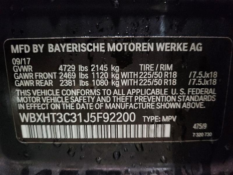 99538955 :رقم المزاد ، WBXHT3C31J5F92200 vin ، 2018 Bmw X1 مزاد بيع